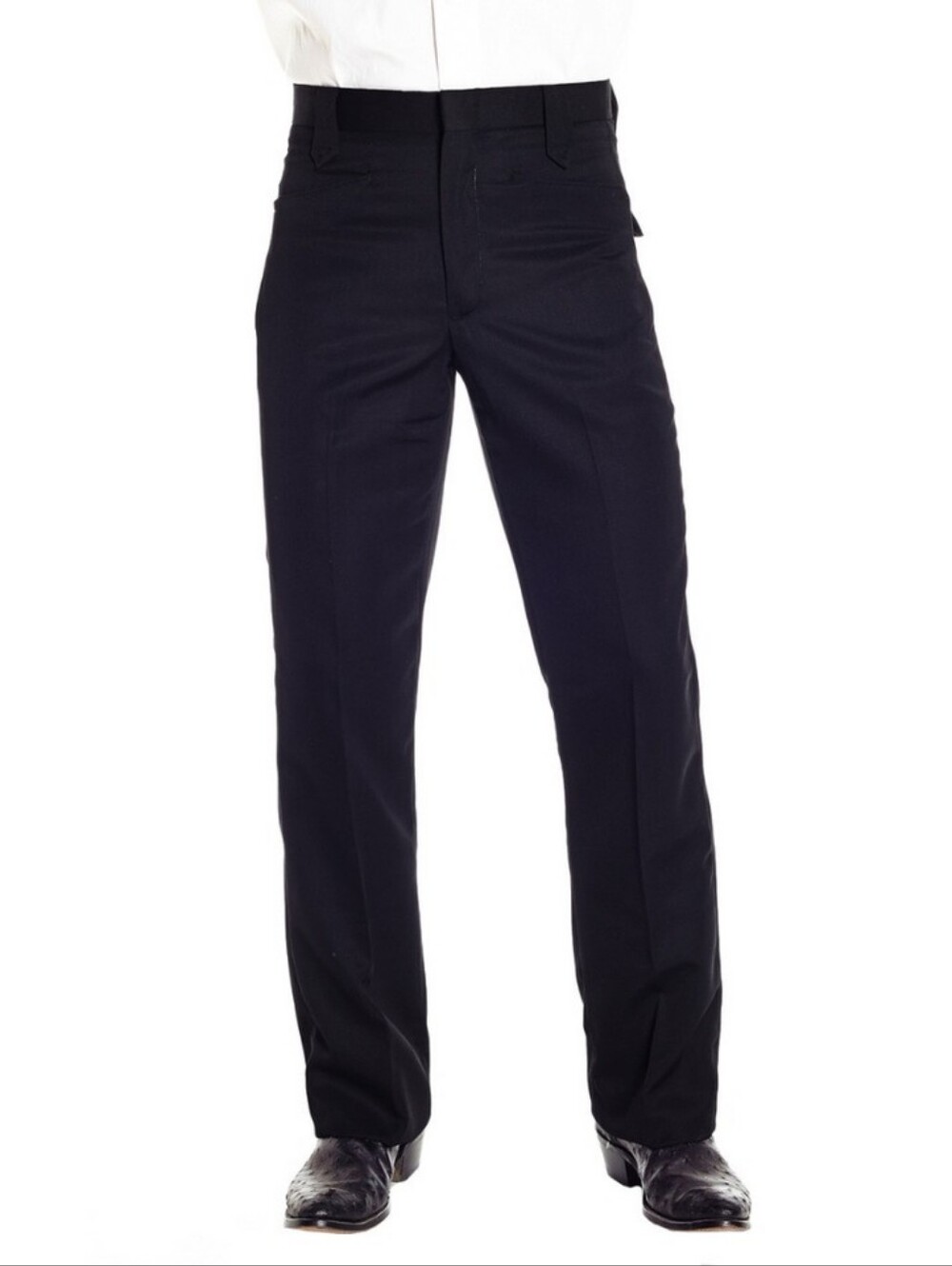 Men's Black Dress Trousers with Rear Flap Pockets